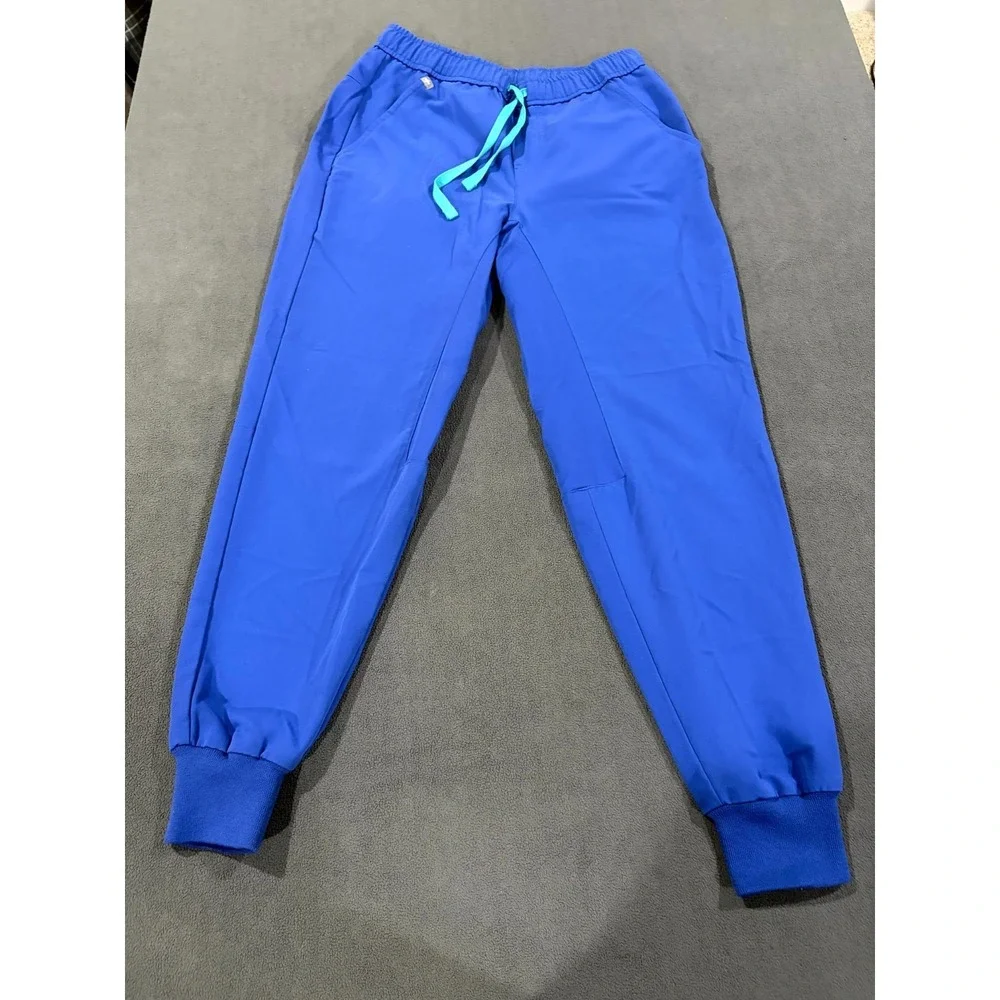 FIGS Tansen Jogger Scrub Pants Mens XS/S Blue Stretch Drawcord Waist Tapered Leg